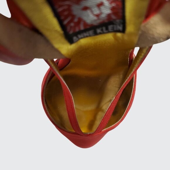 Vintage Anne Klein Slingbacks Red High Heel Made in Italy Women's *RARE* 7.5M - Picture 8 of 9